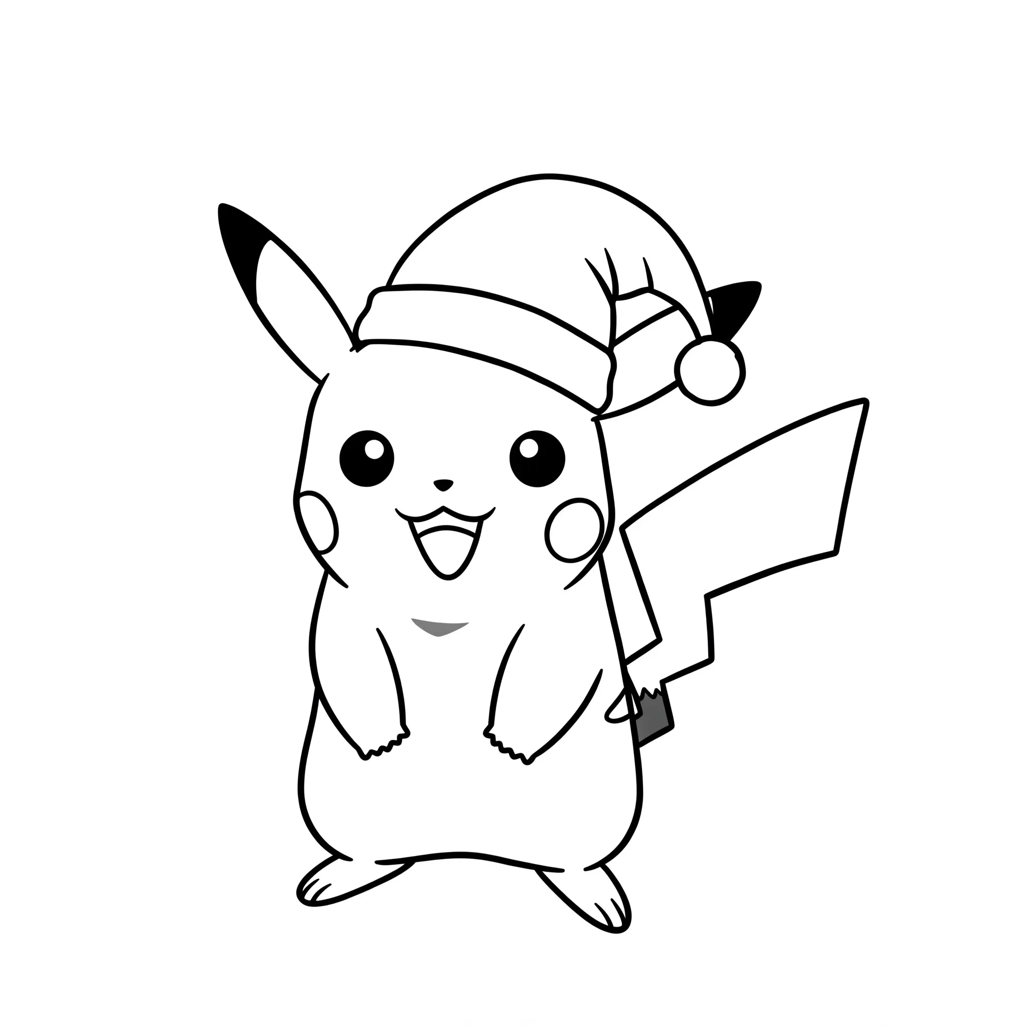 coloriage Pikachu avec un bonnet de Noël à imprimer pdf