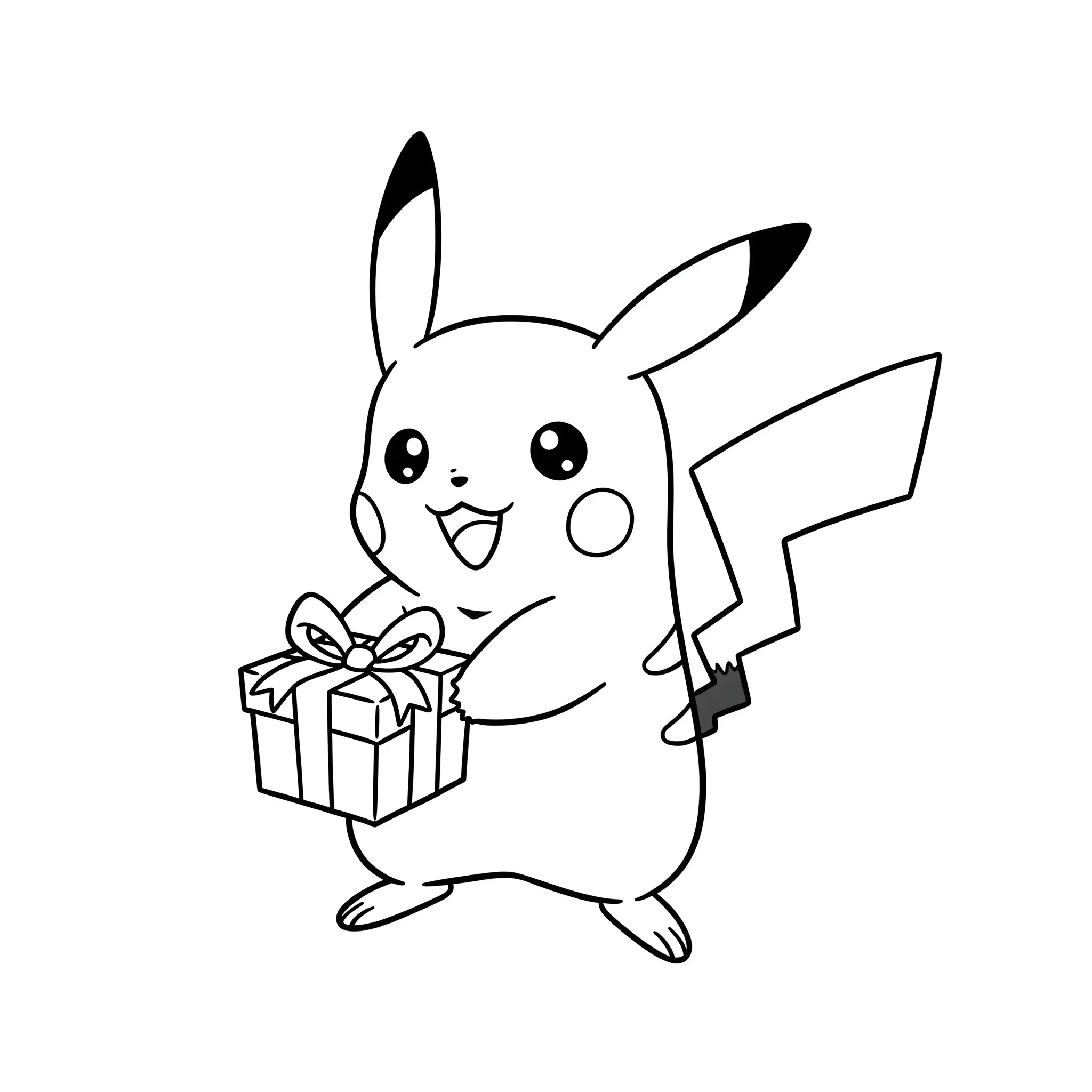 coloriage Pikachu offrant un cadeau a colorier en ligne