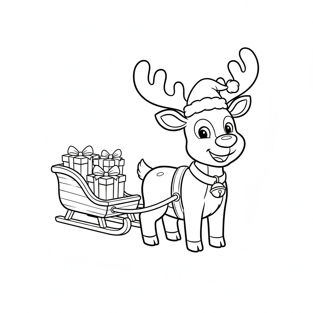 coloriage Renne de Noël pour primaire