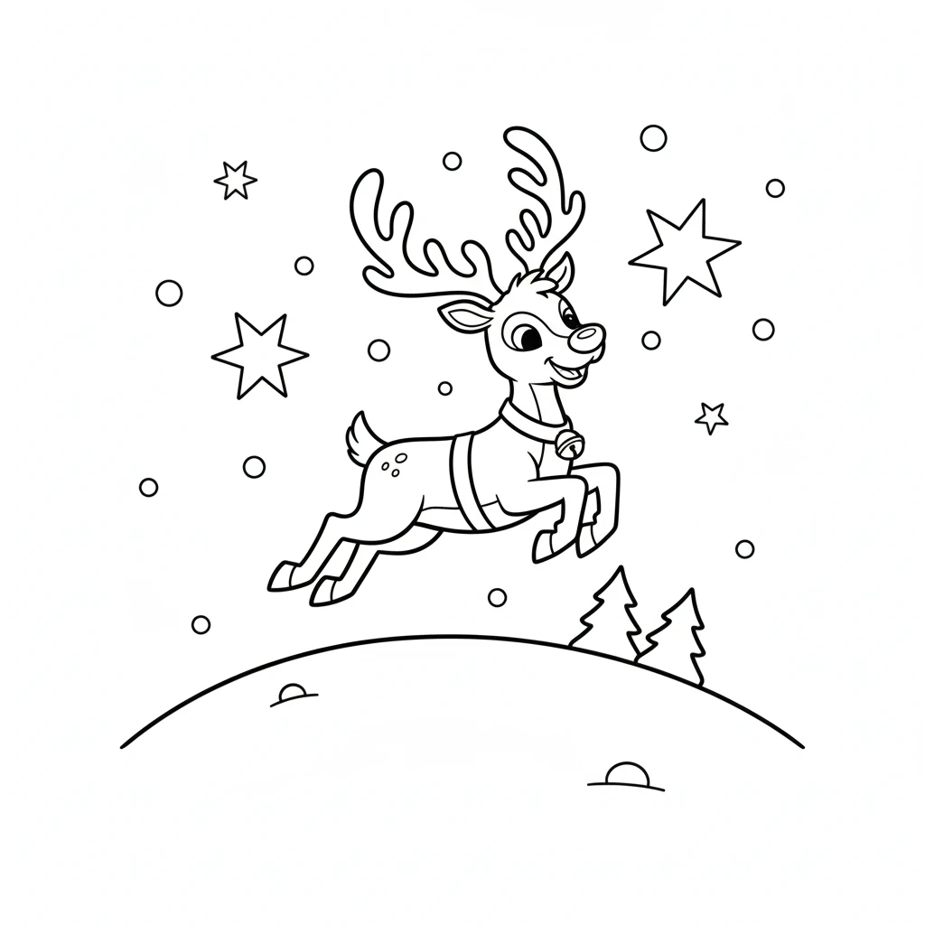 coloriage Renne de Noël à imprimer pour enfant de 12 ans