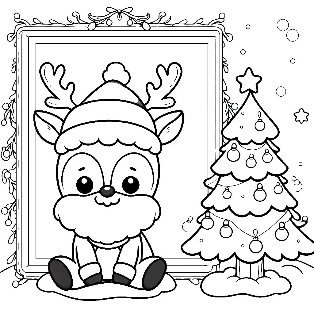 coloriage Renne de Noël a imprimer