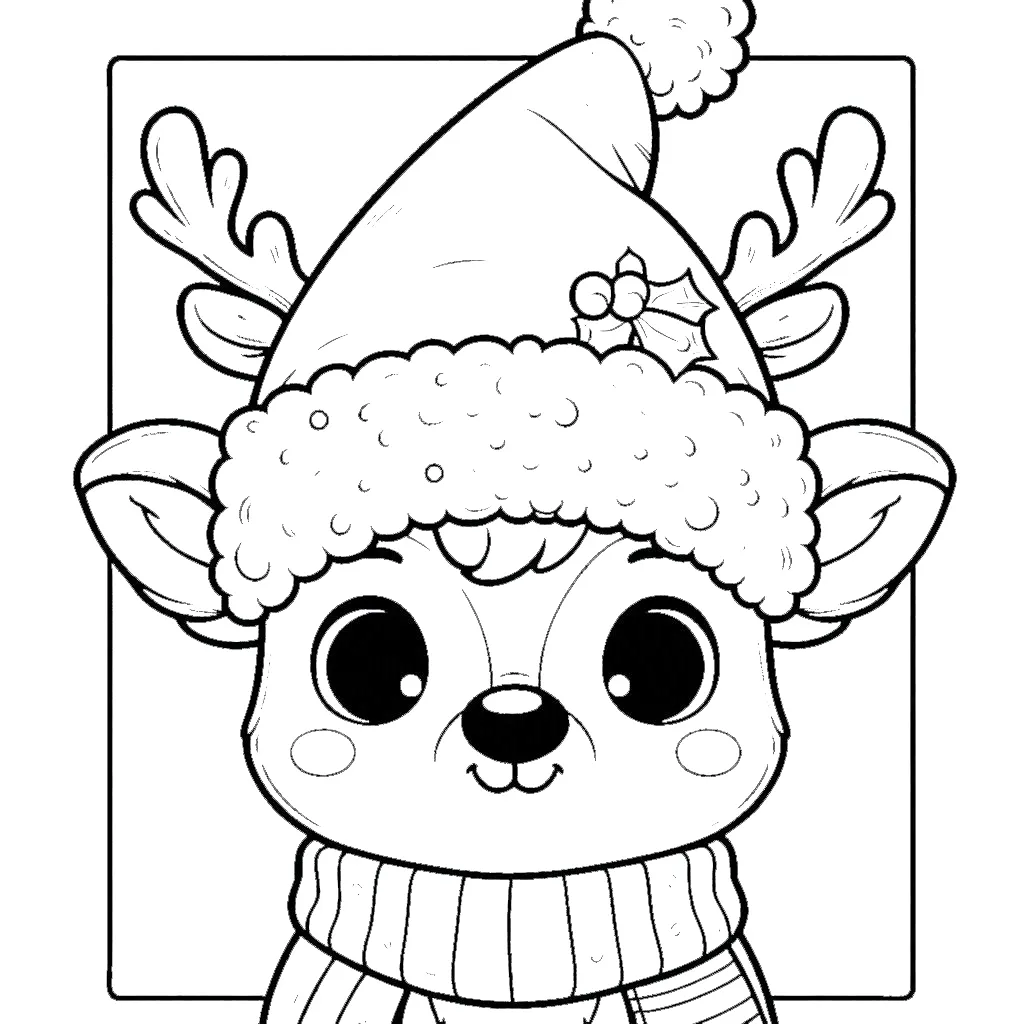 coloriage Renne de Noël pour enfant de 8 ans