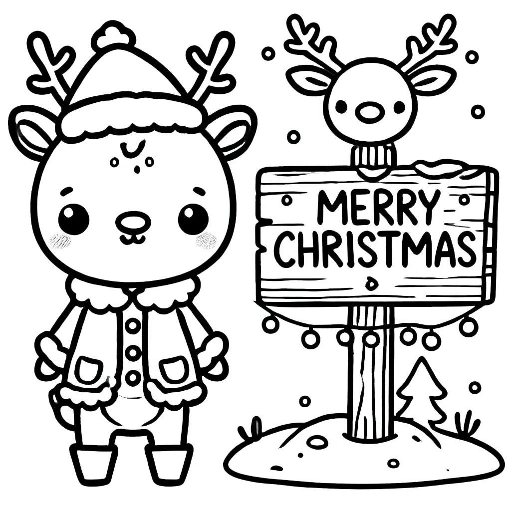 coloriage Renne de Noël a dessiner en ligne