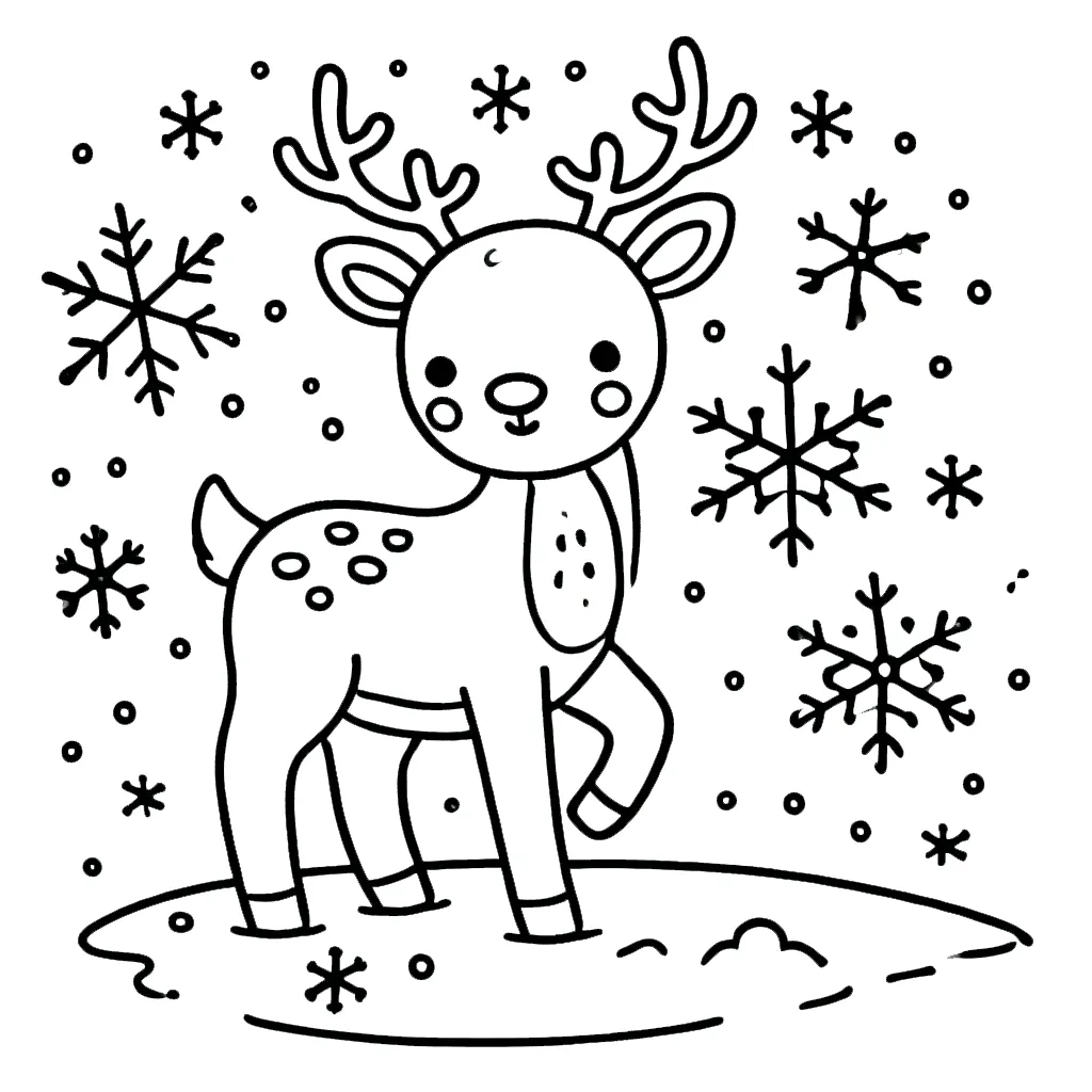 coloriage Renne de Noël et apprentissage 1