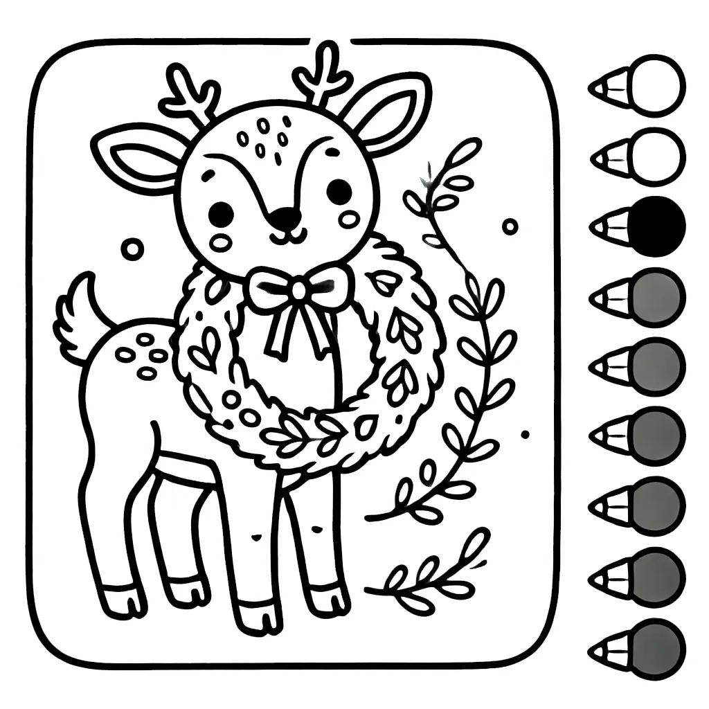 coloriage Renne de Noël à imprimer