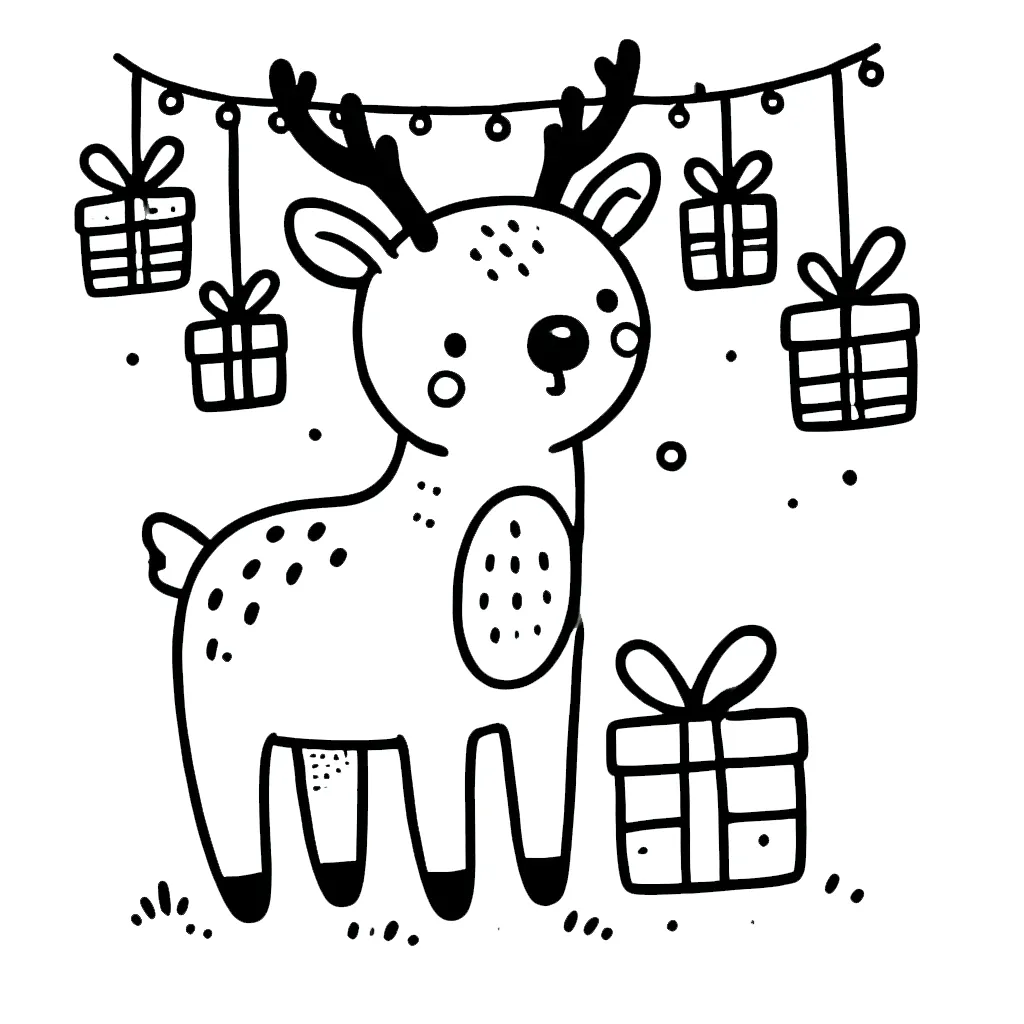 coloriage Renne de Noël et decoupage