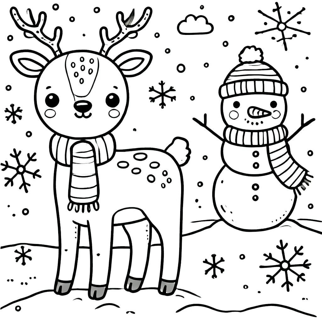 coloriage Renne de Noël à imprimer pour enfant de 12 ans