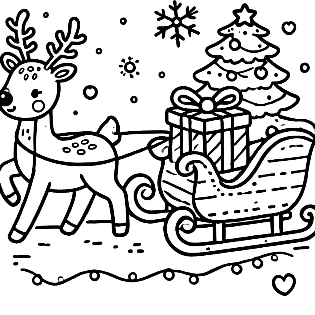 coloriage Renne de Noël et decoupage 1