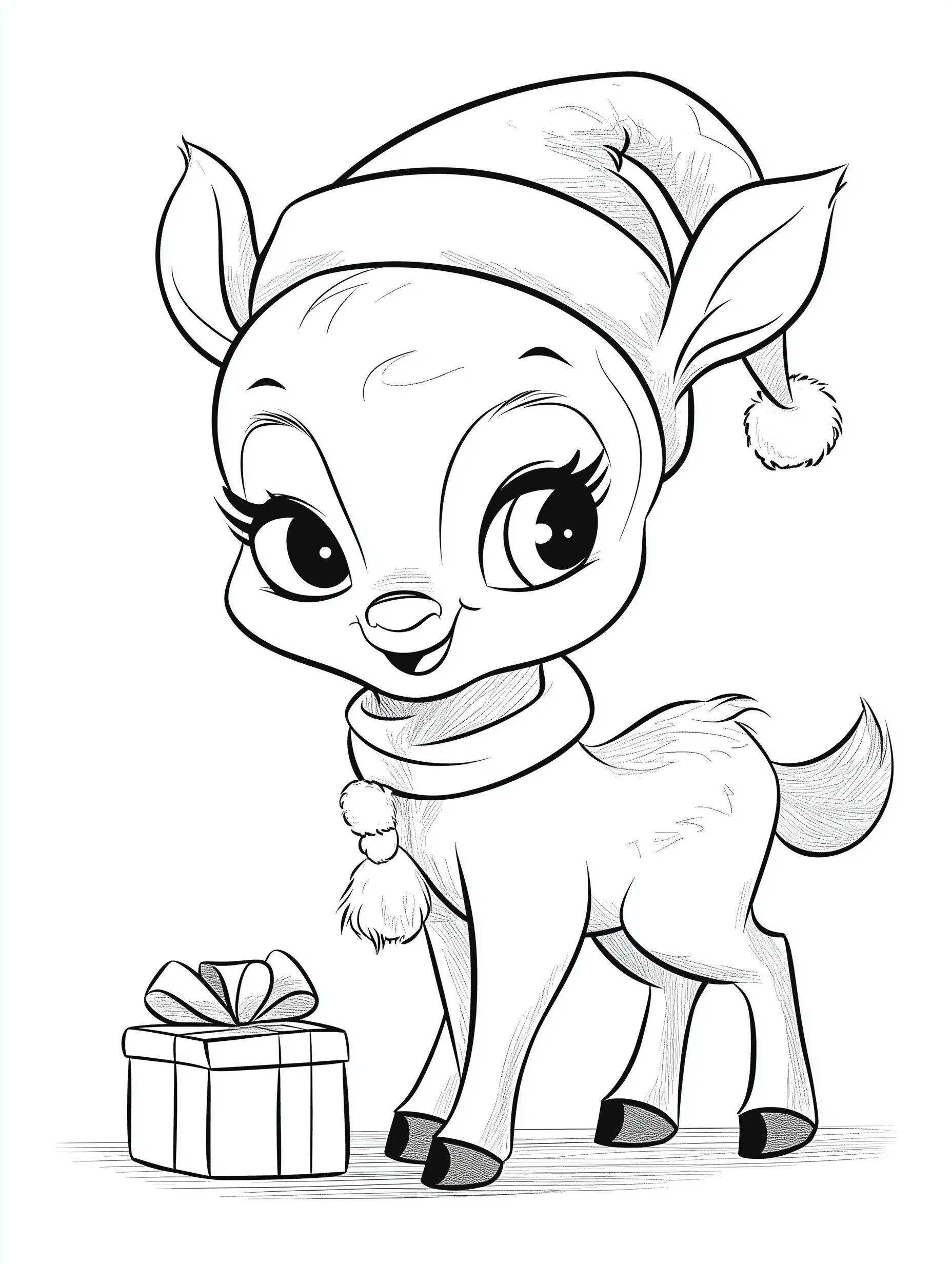 coloriage Renne de Noël à imprimer pour enfant de 7 ans