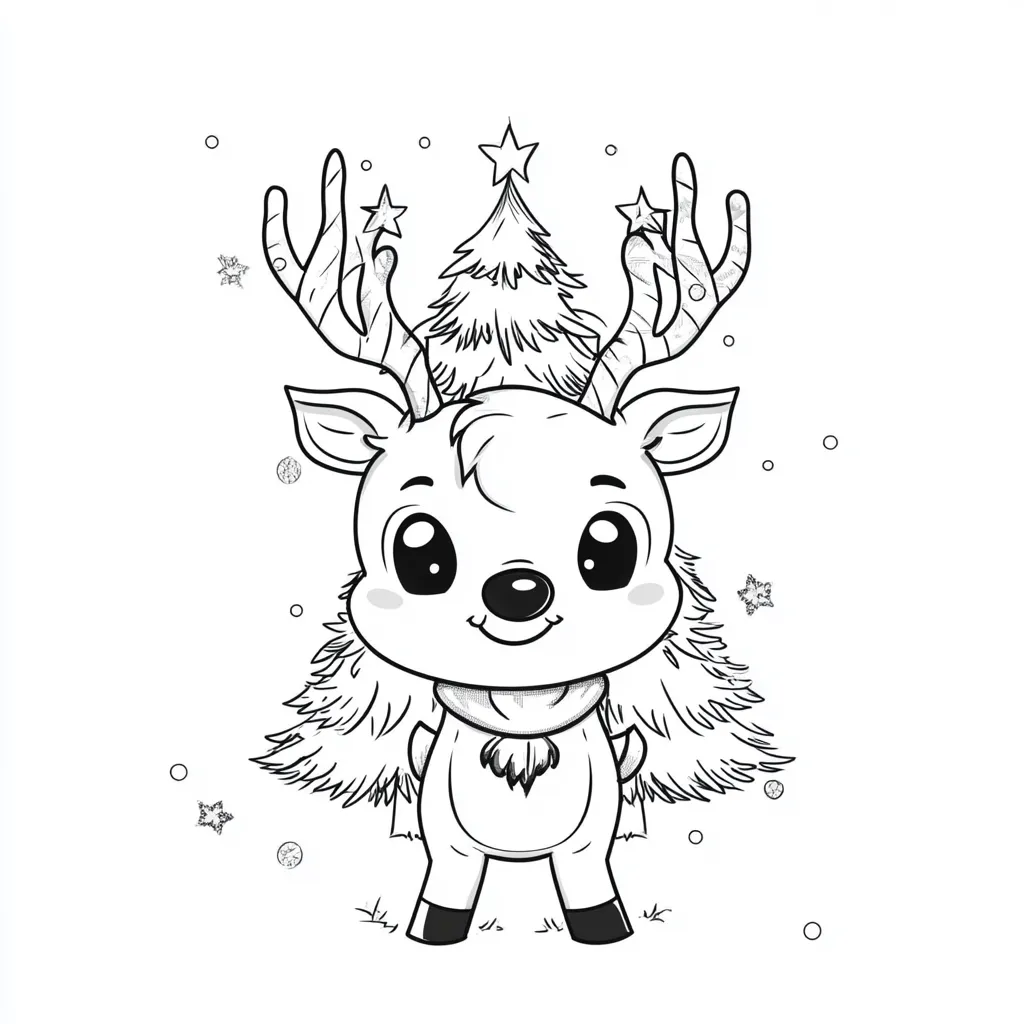 imprimer coloriage Renne de Noël pour enfant 1