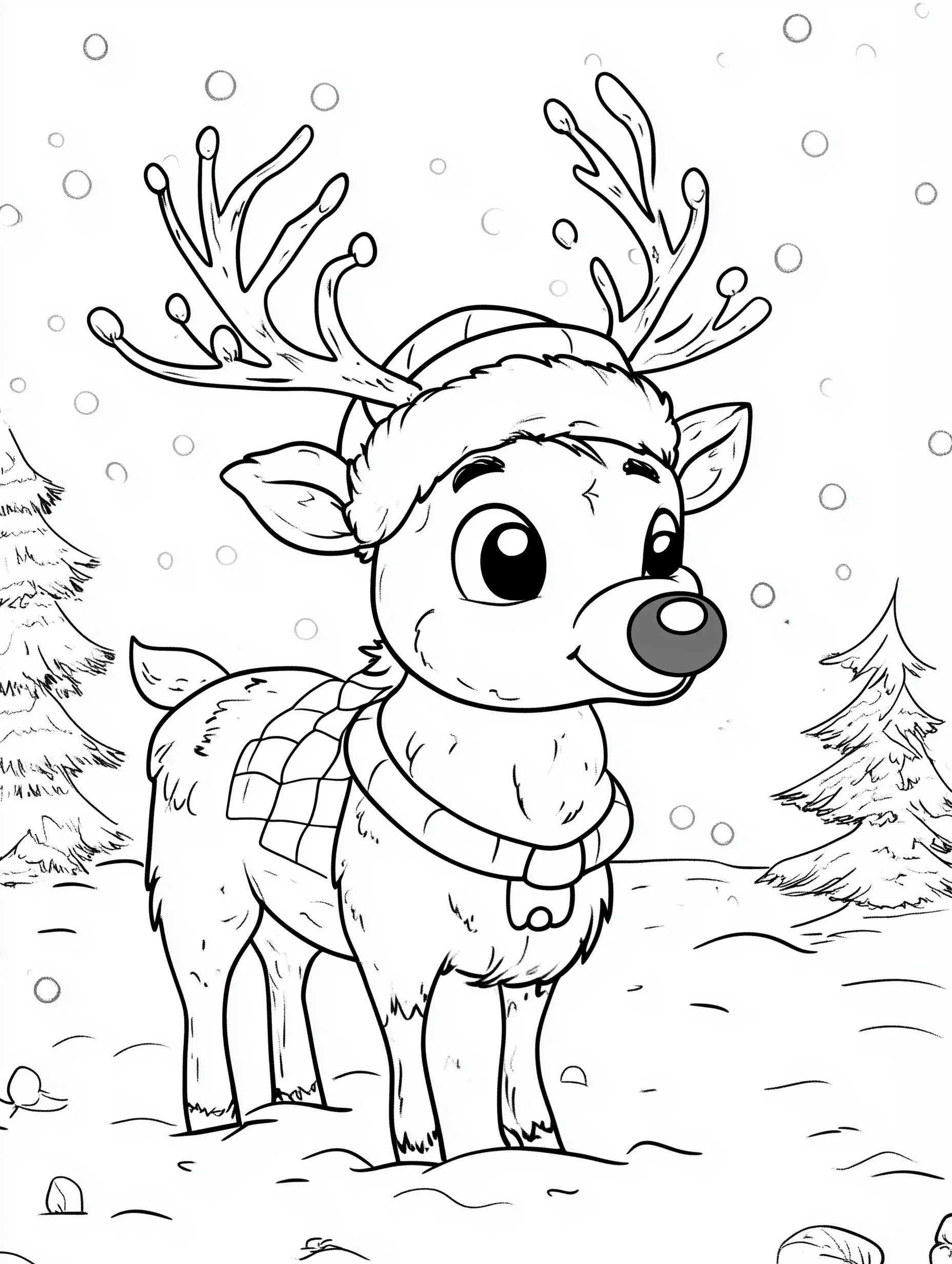 coloriage Renne de Noël et decoupage a imprimer gratuit