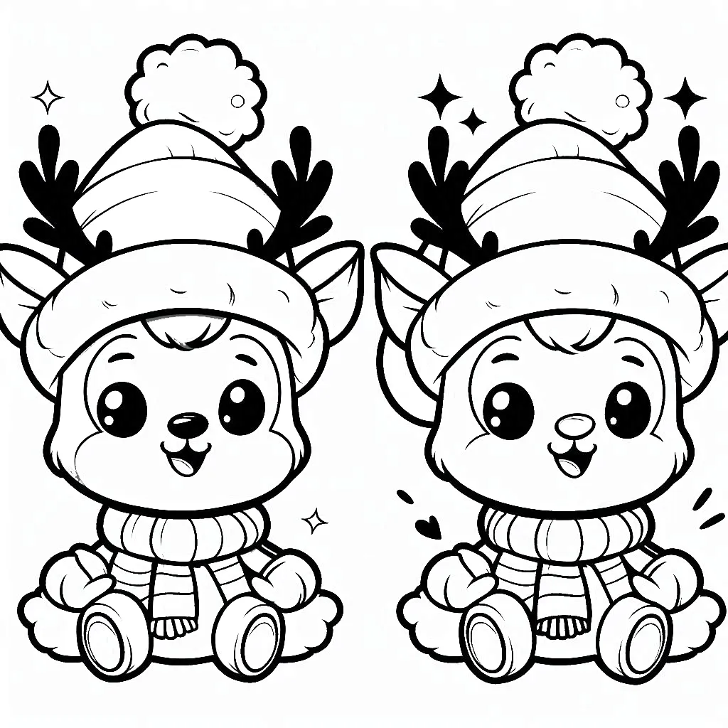 image pour coloriage Renne de Noël enfant