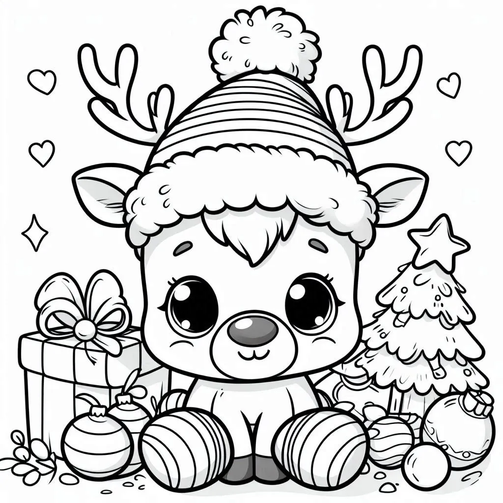 coloriage Renne de Noël pour enfant