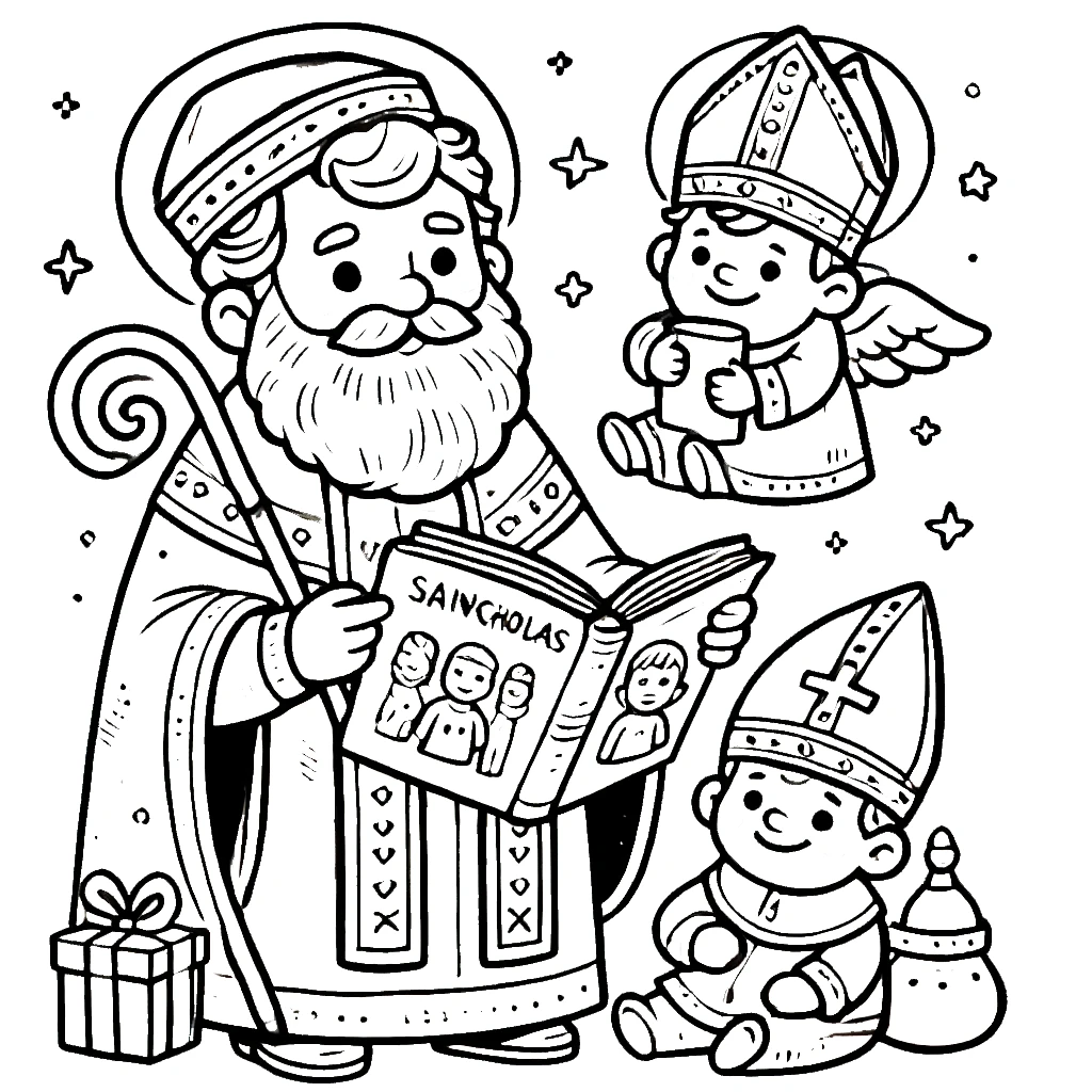 coloriage Saint Nicolas pour enfant de 2 ans