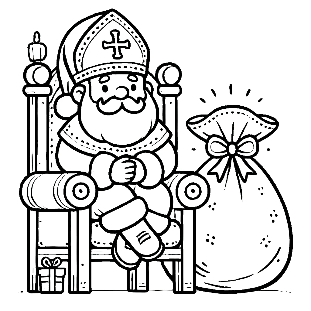 coloriage Saint Nicolas à imprimer pour enfants