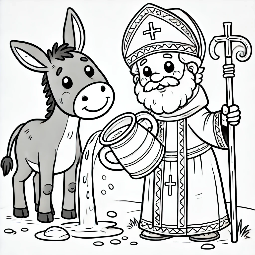 coloriage Saint Nicolas à imprimer pour enfant de 3 ans