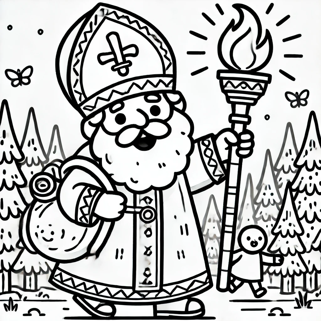 coloriage Saint Nicolas d'enfant a imprimer 2