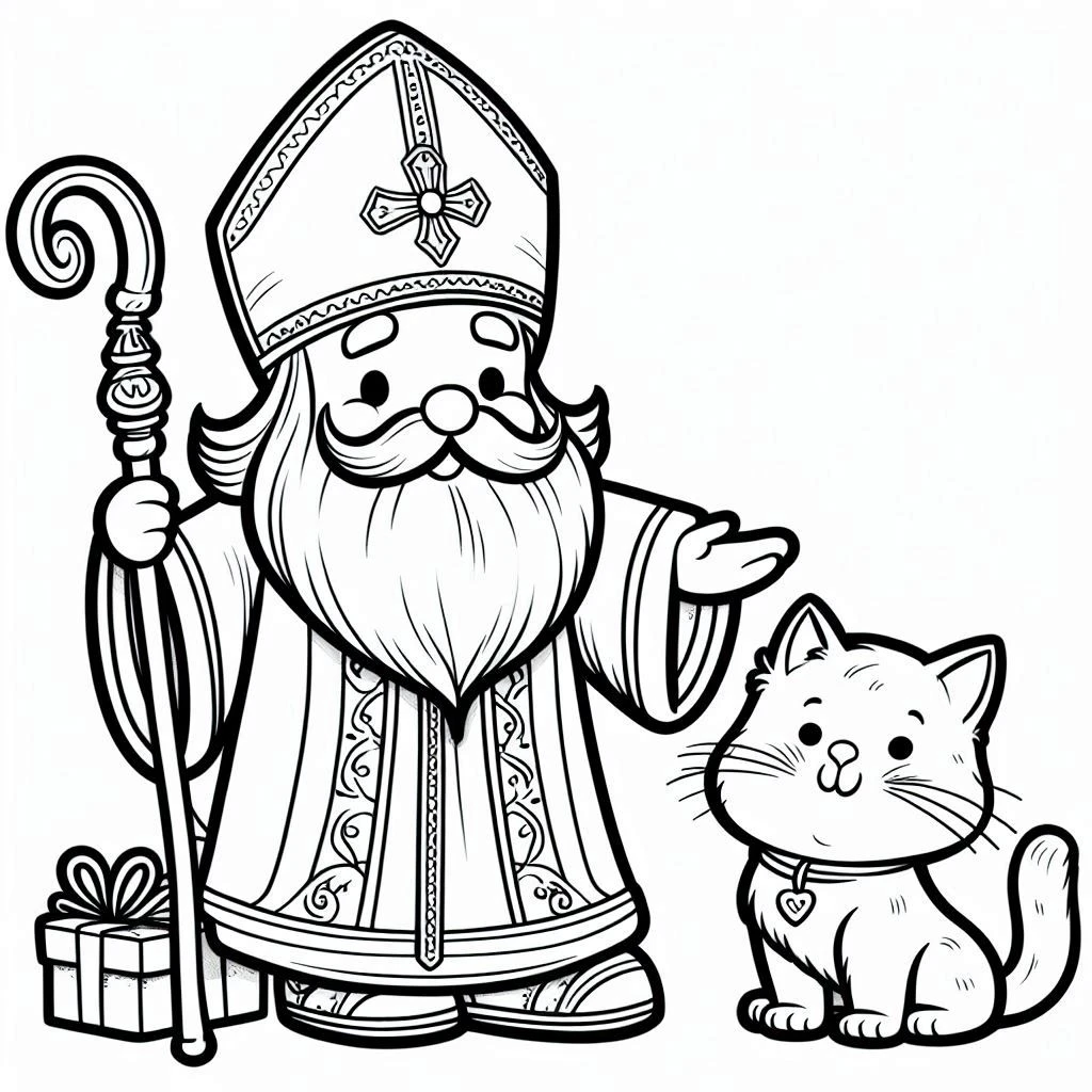 coloriage Saint Nicolas à imprimer pour enfant de 10 ans 1