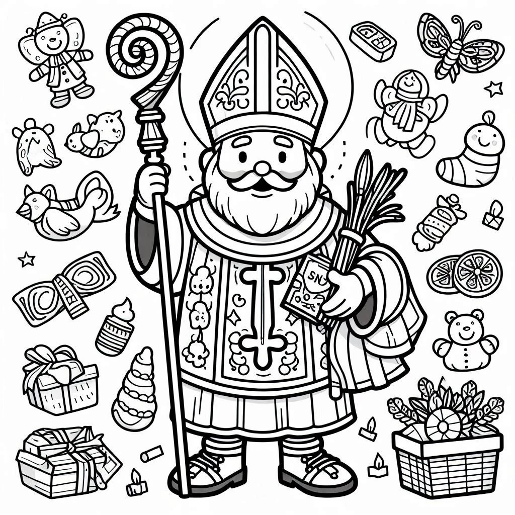 coloriage Saint Nicolas educatif pour enfant