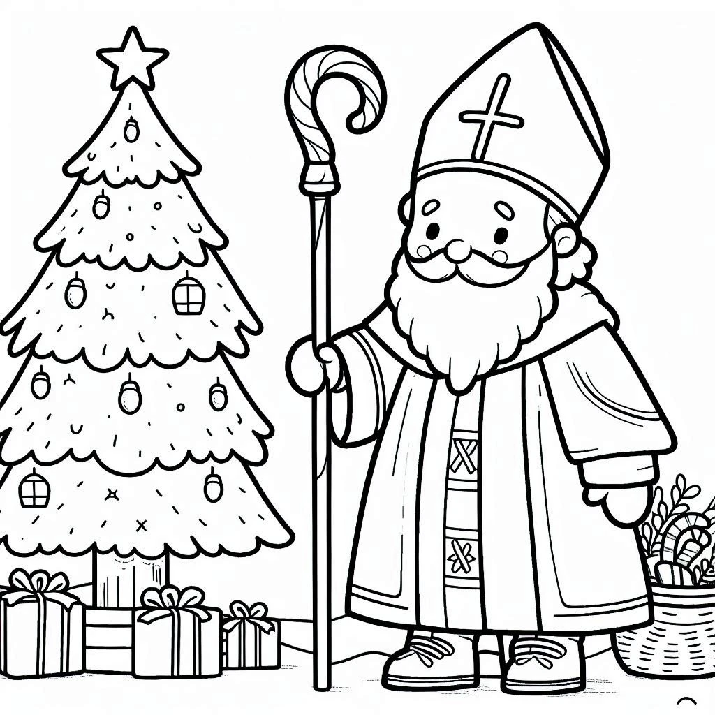 coloriage Saint Nicolas pour enfant gratuit