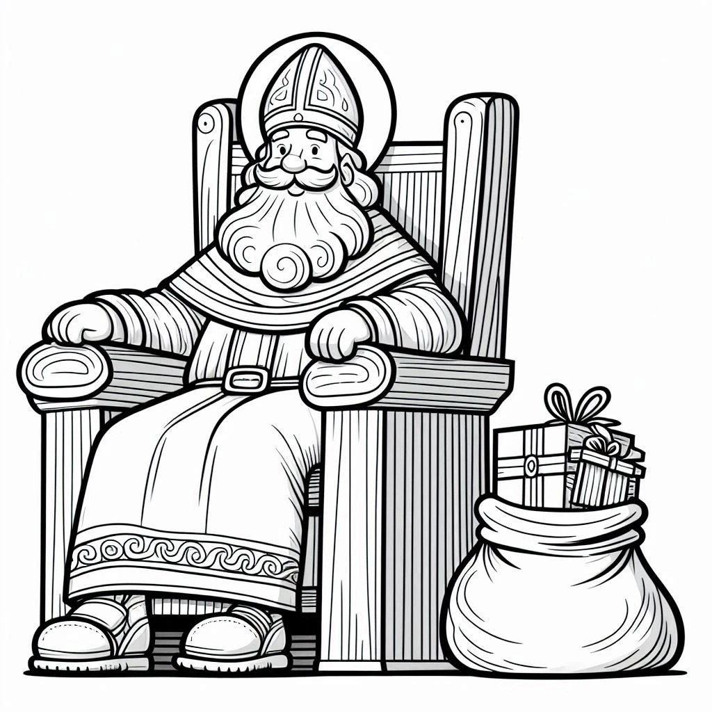 coloriage Saint Nicolas à imprimer pour enfant de 8 ans 1