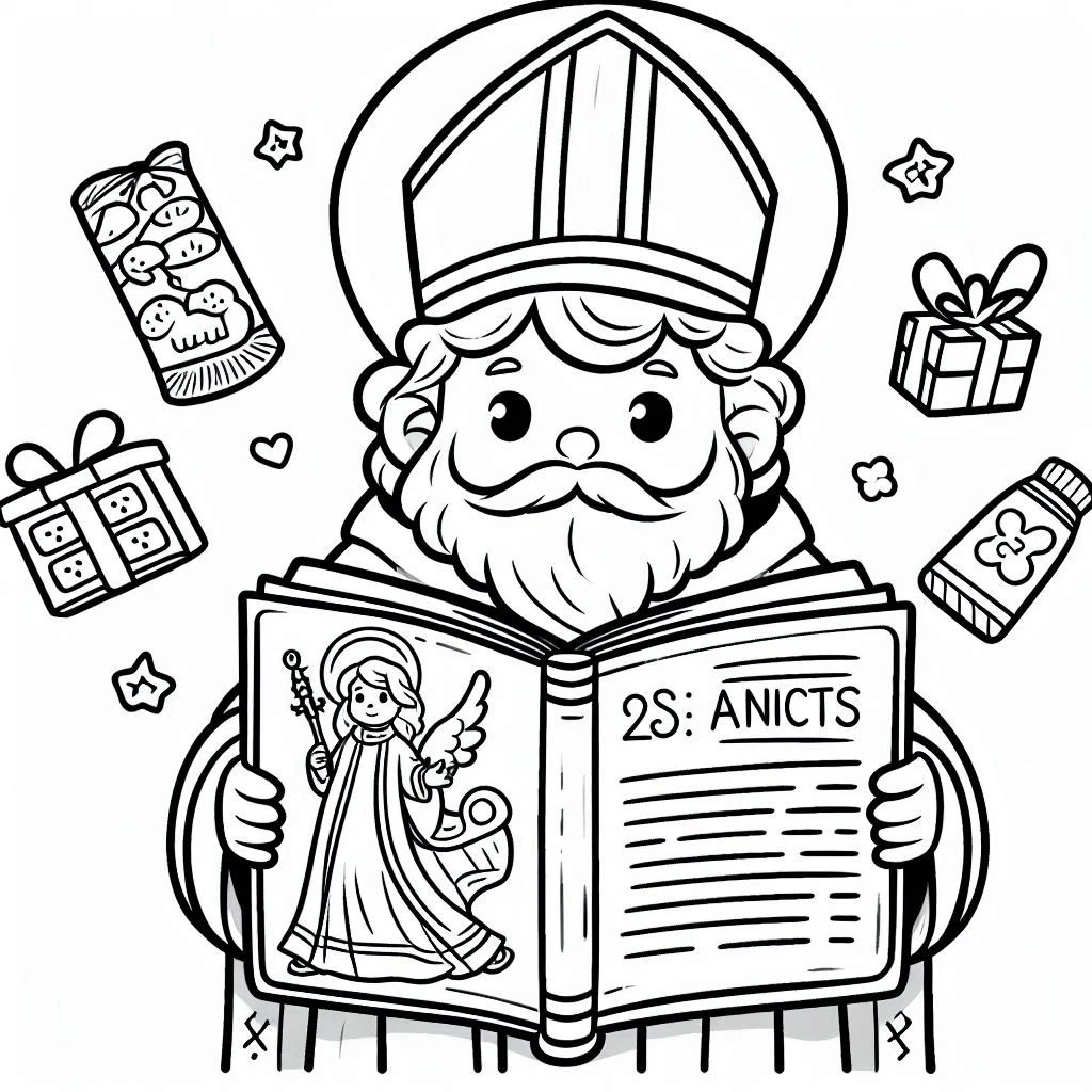 image pour coloriage Saint Nicolas enfant 1