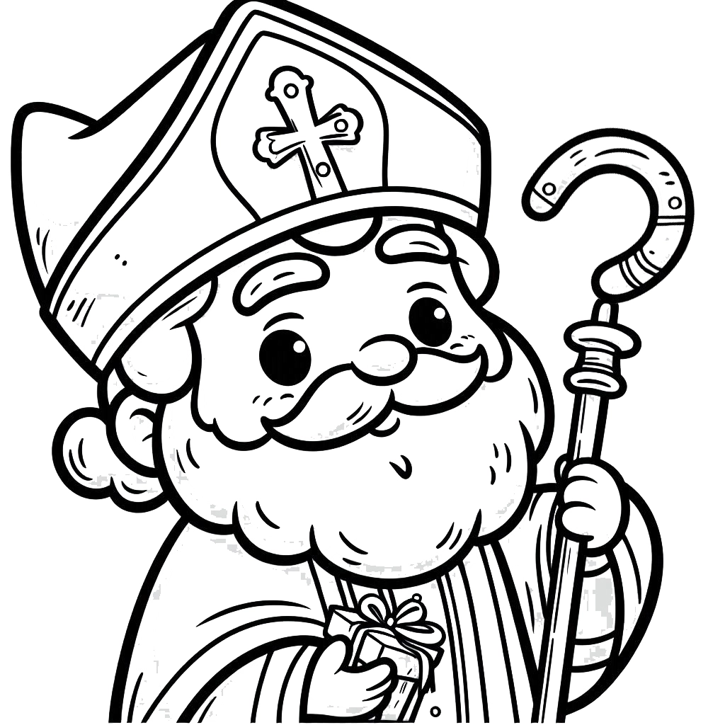 coloriage Saint Nicolas à imprimer pour enfant de 6 ans