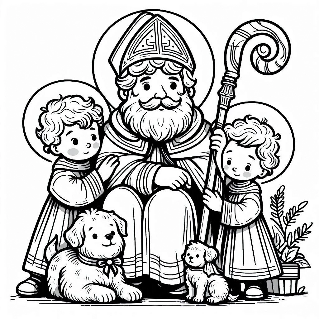 coloriage Saint Nicolas à imprimer pour enfant de 2 ans