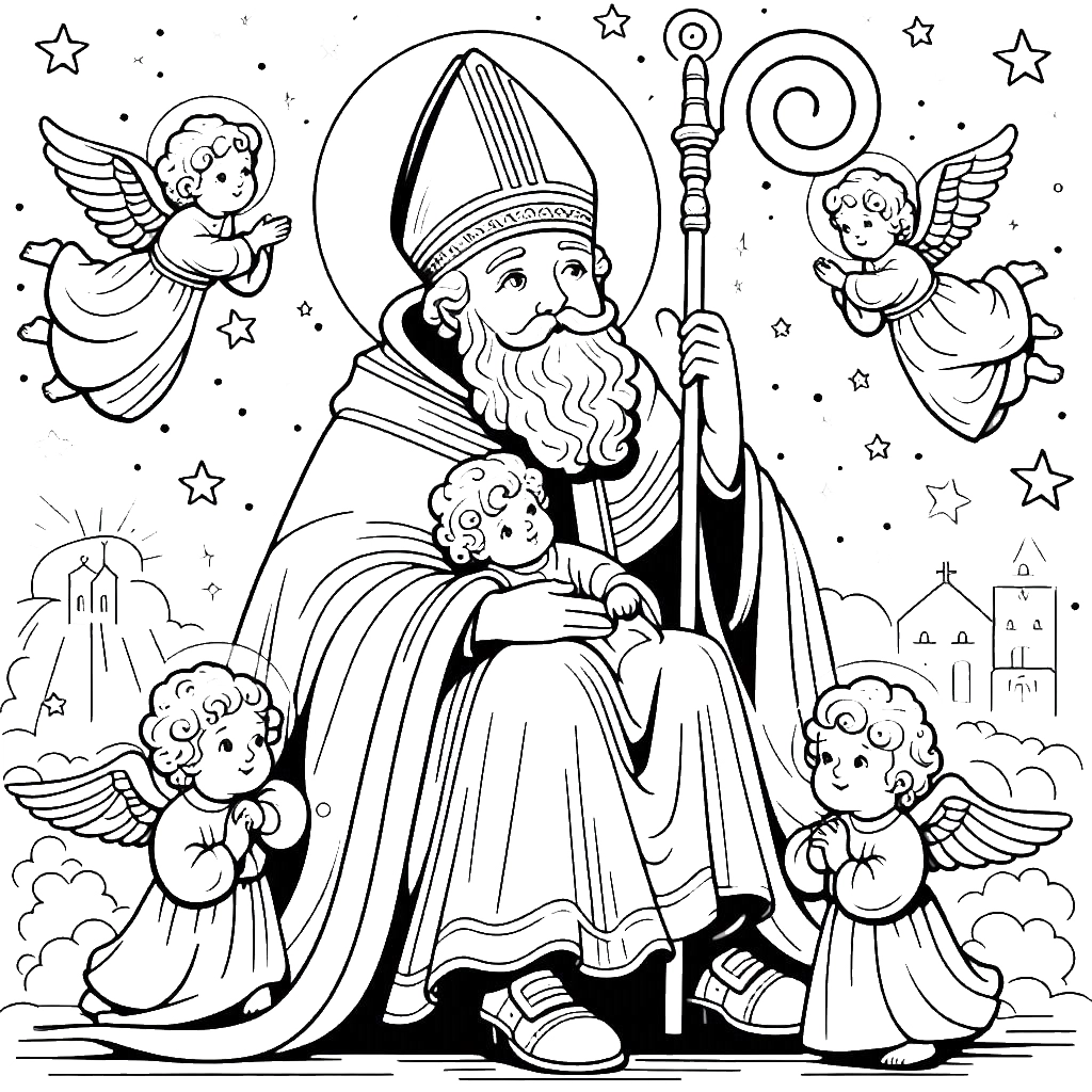 coloriage Saint Nicolas pour enfants à télécharger