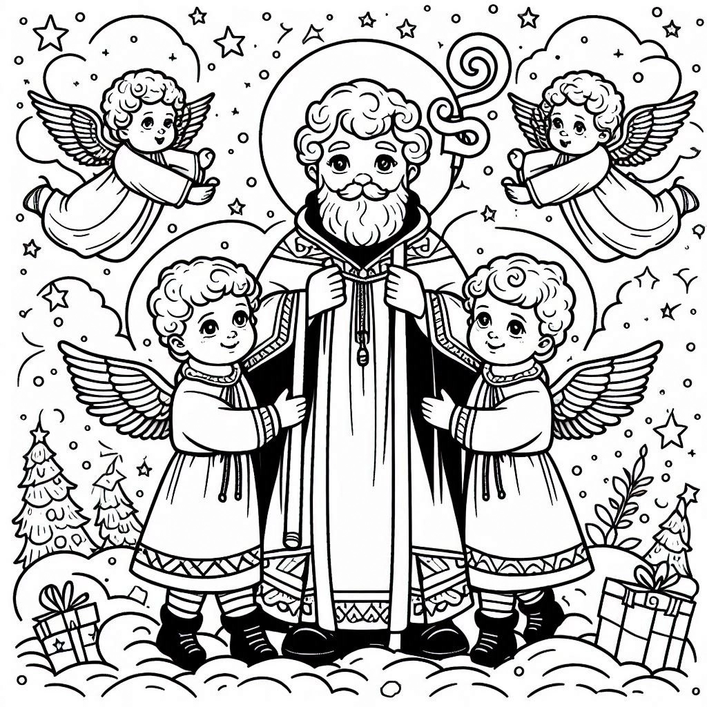 coloriage Saint Nicolas pour enfant de 6 ans 1