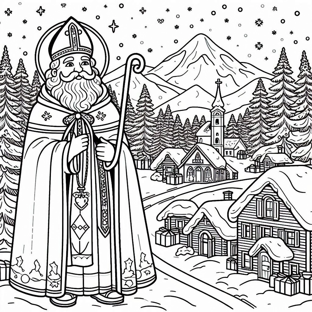 coloriage Saint Nicolas à imprimer pdf