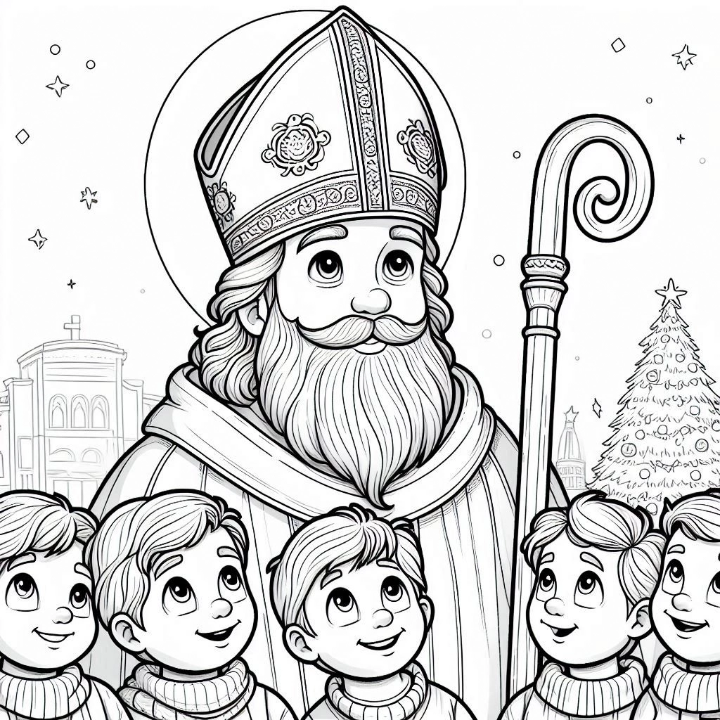 coloriage Saint Nicolas en ligne pour enfant