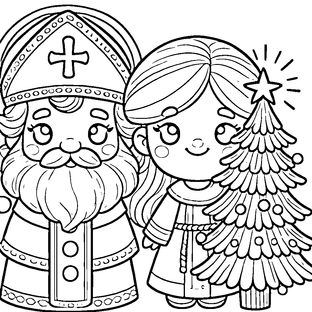 coloriage Saint Nicolas d'enfant a imprimer 1