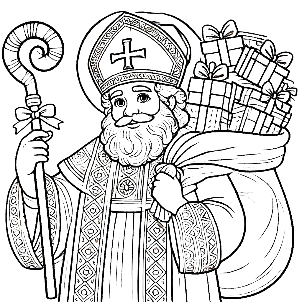 coloriage Saint Nicolas d'enfant a imprimer