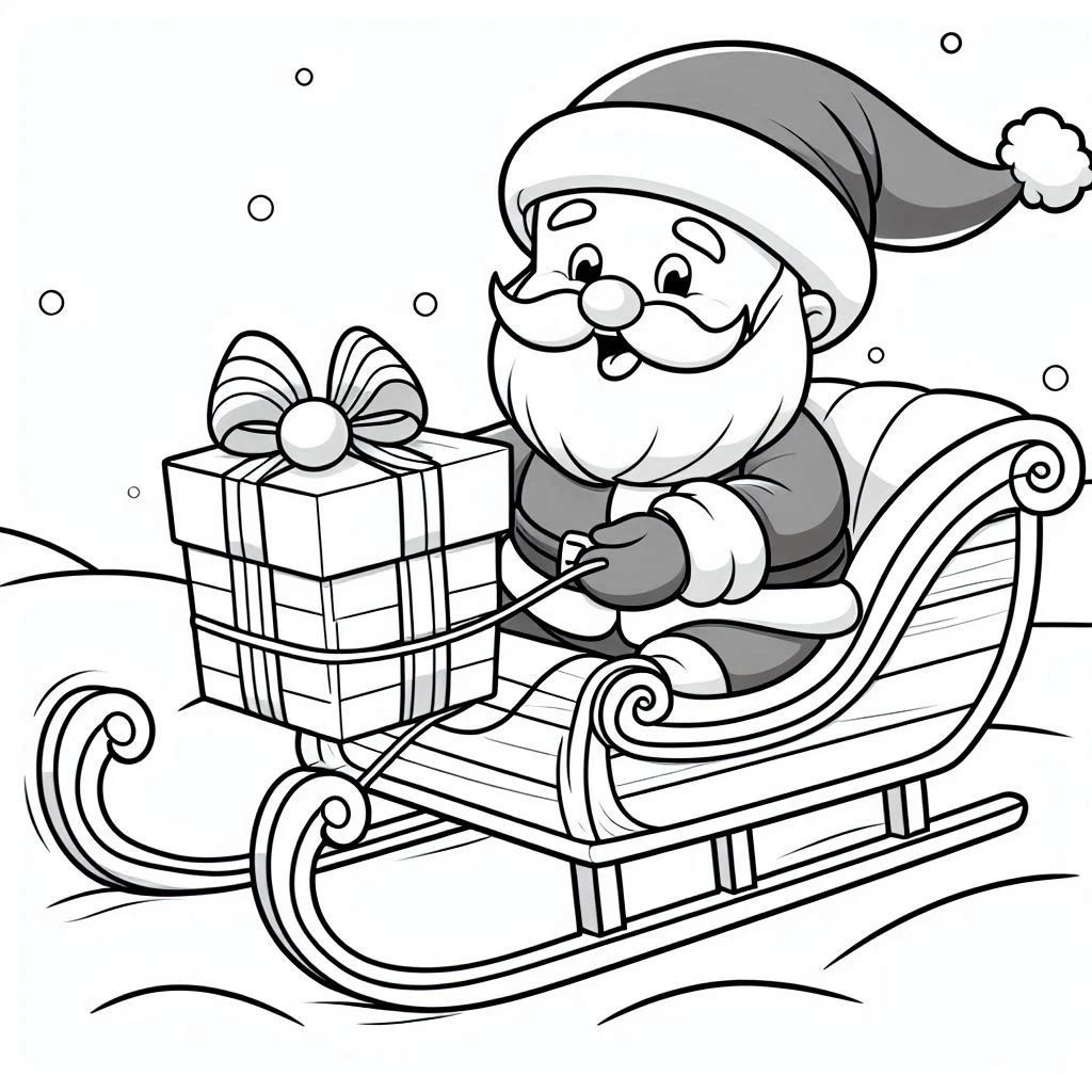 coloriage Traineau Du Père Noël pour enfant de 3 ans