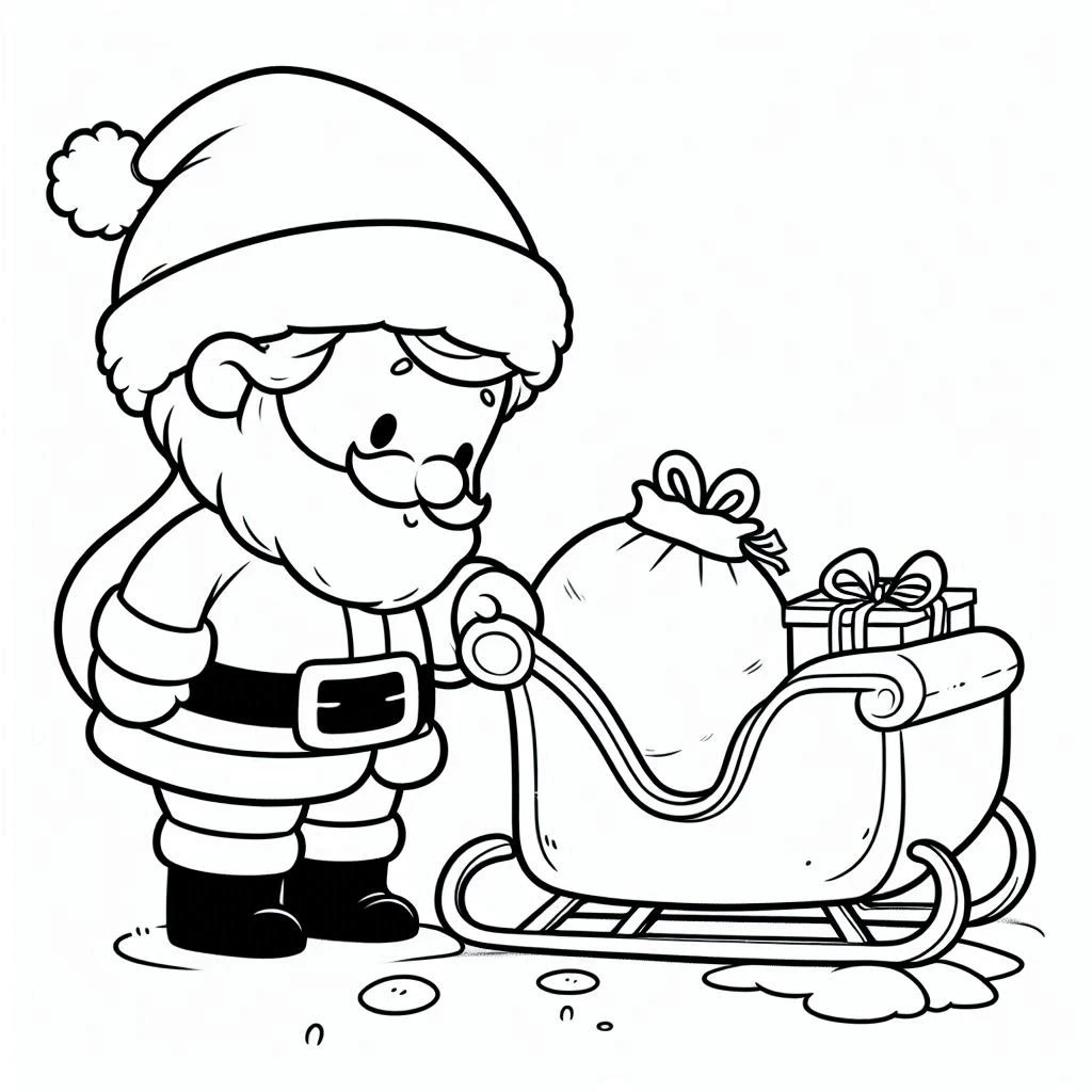 coloriage Traineau Du Père Noël à imprimer gratuitement