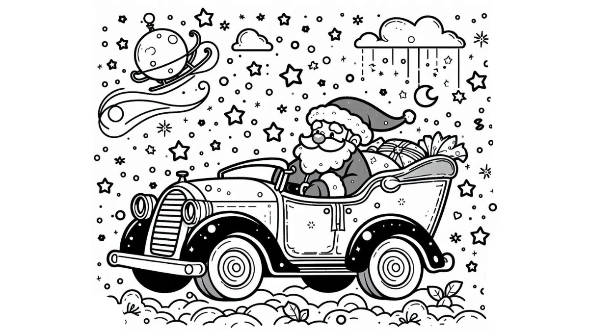 coloriage Traineau Du Père Noël pour bebe a imprimer