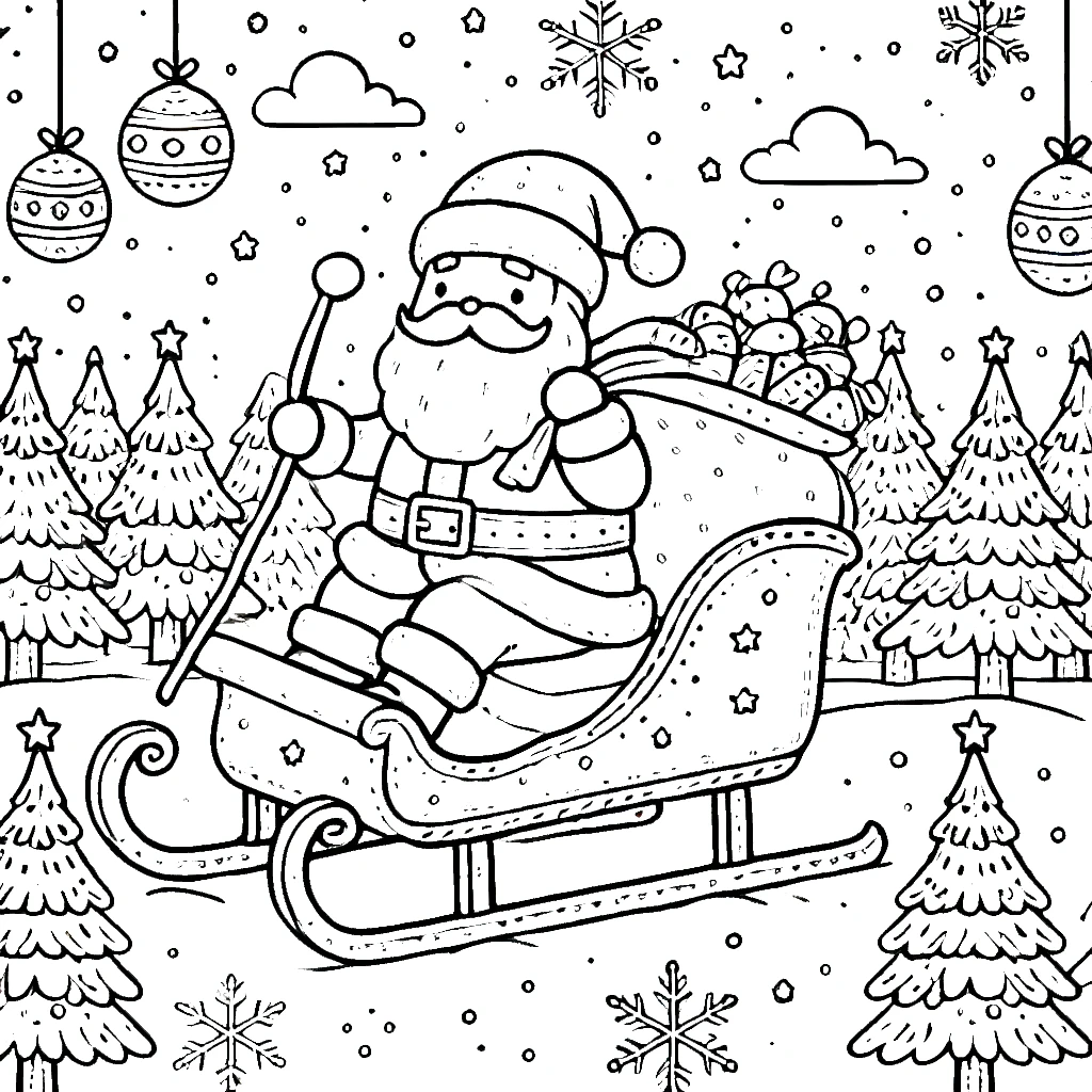 coloriage Traineau Du Père Noël en ligne pour enfant