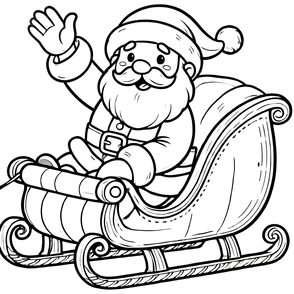 coloriage Traineau Du Père Noël et découpage à imprimer