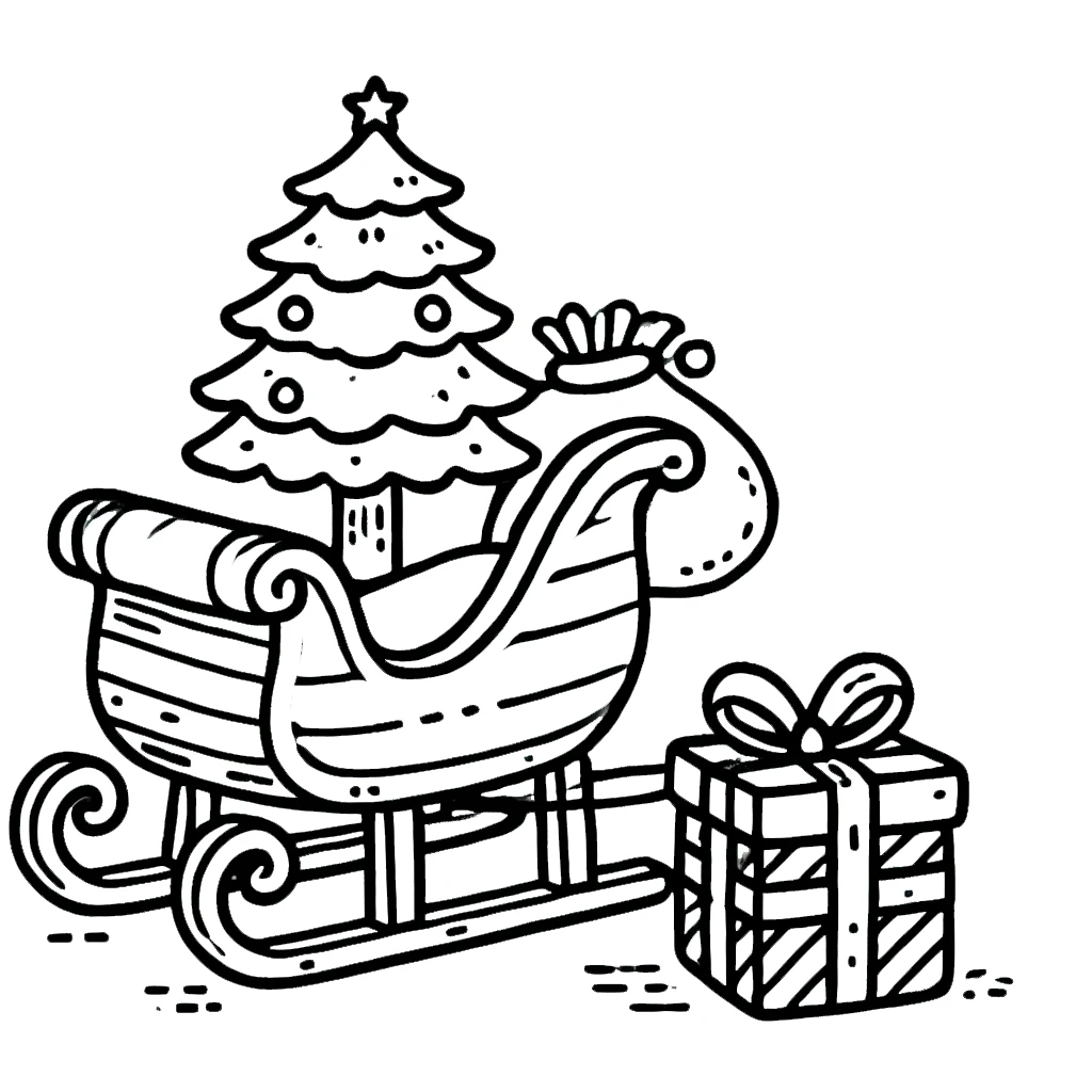 coloriage Traineau Du Père Noël a imprimer gratuit