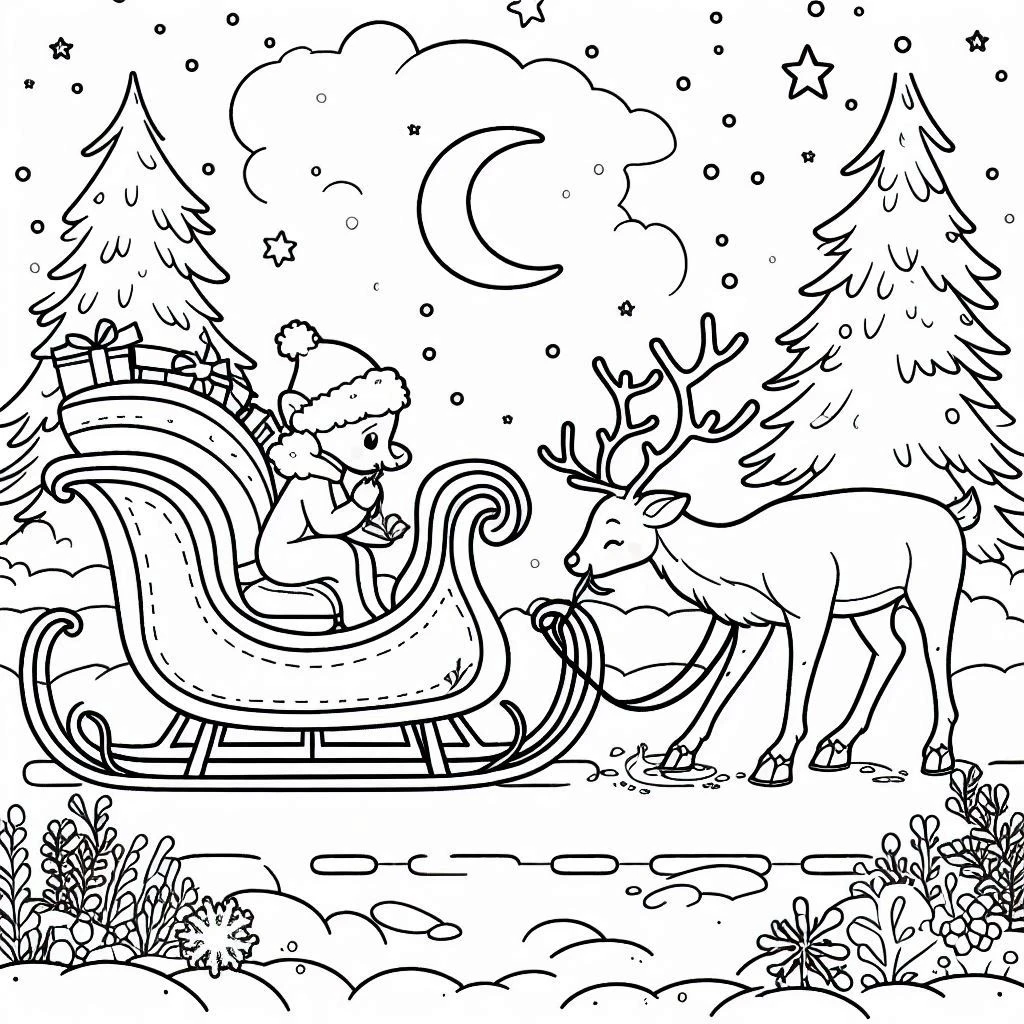 coloriage Traineau Du Père Noël pour enfants à imprimer