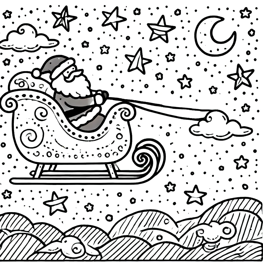 coloriage Traineau Du Père Noël a colorier en ligne 1