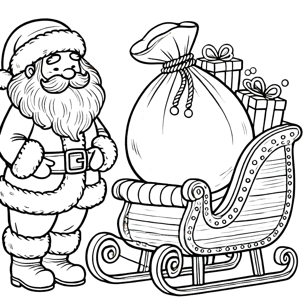 coloriage Traineau Du Père Noël pour enfant de 3 ans 2