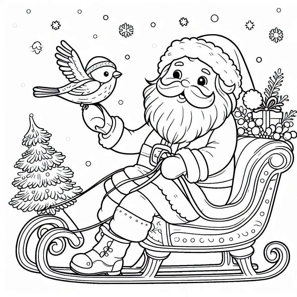 coloriage Traineau Du Père Noël gratuit à imprimer