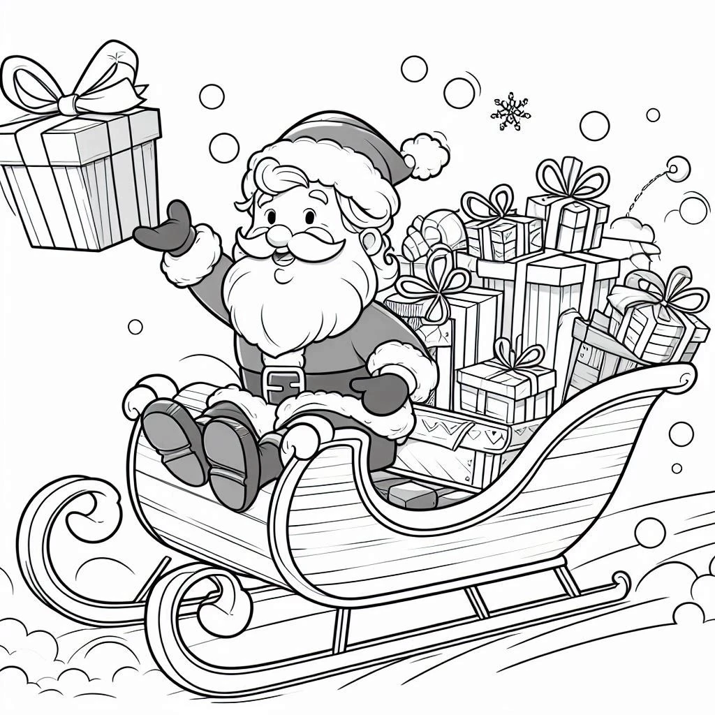 coloriage Traineau Du Père Noël a colorier en ligne