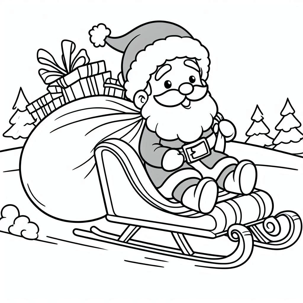 coloriage Traineau Du Père Noël à imprimer pdf