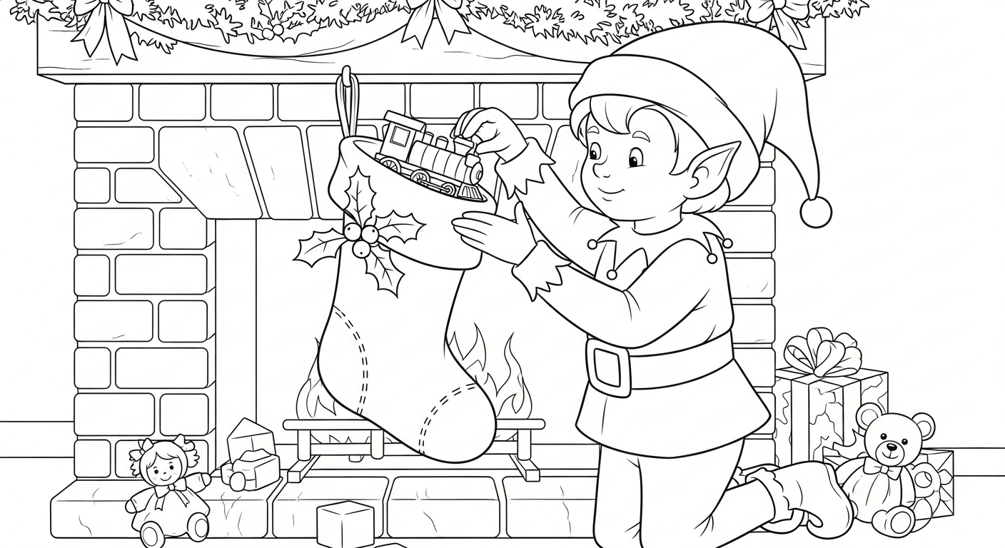 coloriage Chaussette de Noël update pour enfant de 8 ans
