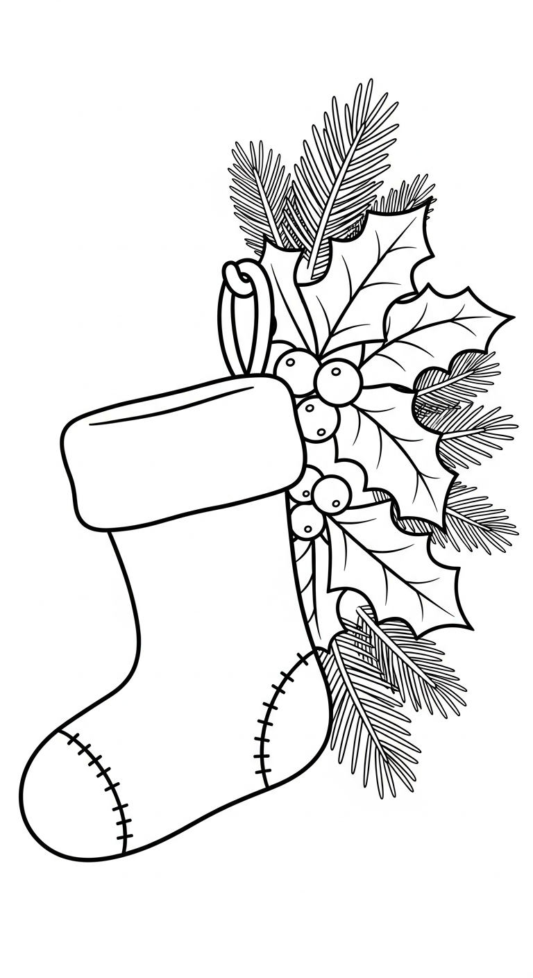 coloriage Chaussette de Noël update pour enfant de 4 ans