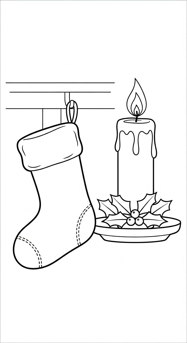 coloriage Chaussette de Noël update a colorier en ligne