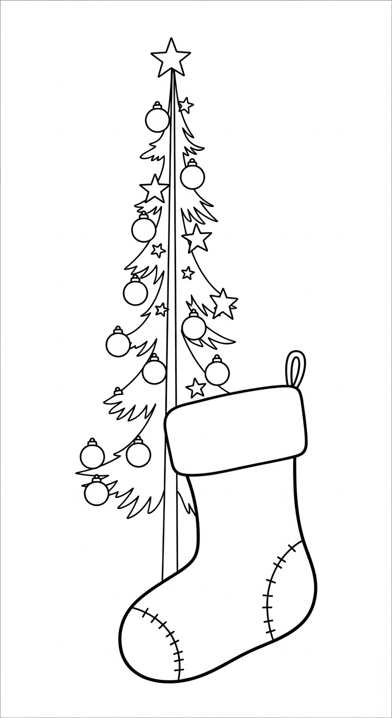 coloriage Chaussette de Noël update et decoupage a imprimer gratuit